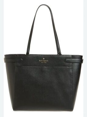 Kate Spade New York Black Saffiano Leather Tote Bag Classic Work Shoulder Bag